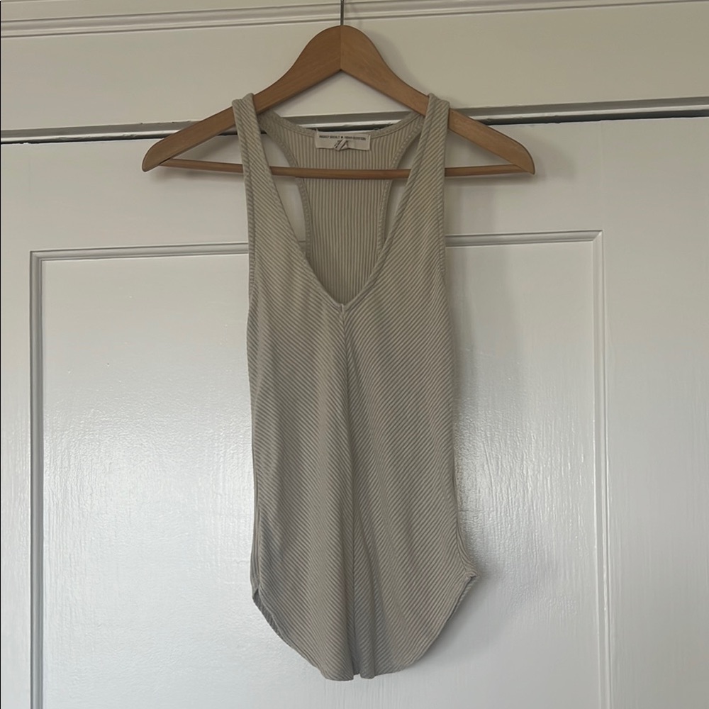 Cream Knit Racer Back Tank Top